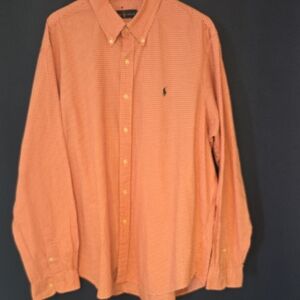 Polo by Ralph Lauren Orange Button-Down Shirt with Embroidered Pony